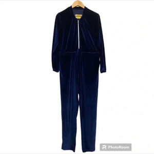 Miscreants Womens Blue Velour Long Sleeve Zip Up Jumpsuit